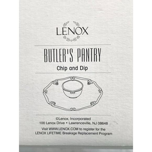 LENOX Butler's Pantry Chip & Dip Set 2-Piece White Italy 13-7/8" 6255277 NIB - Picture 5 of 7
